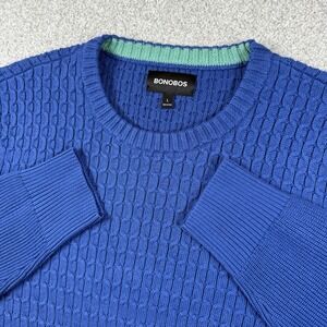 Bonobos‎ Men's Crew Neck Cable Knit Cozy Long Sleeve Blue Sweater Size Large